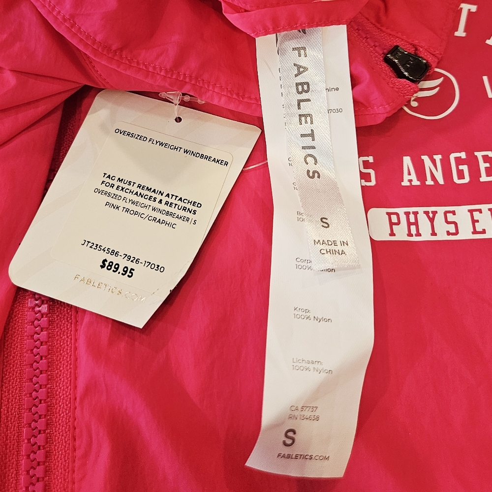 Hot Pink Windbreaker Jacket Athleisure Model Off Duty Y2K Sporty Chic Oversized - Picture 10 of 11